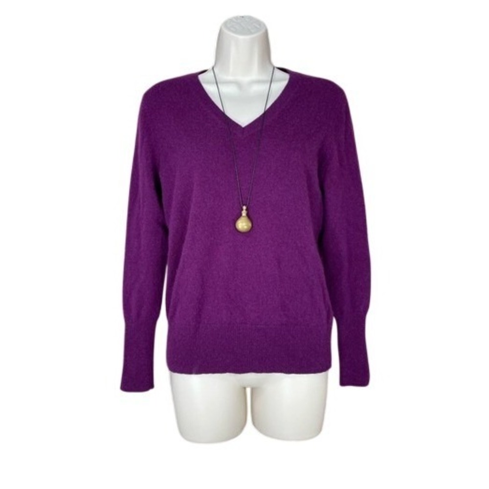 Cashmere Halogen Sweater W/L Petite Purple V-Neck Knit LN/NWOT